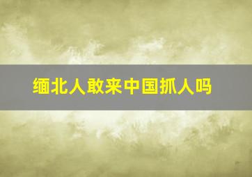 缅北人敢来中国抓人吗