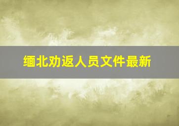 缅北劝返人员文件最新