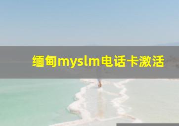 缅甸myslm电话卡激活