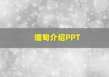 缅甸介绍PPT