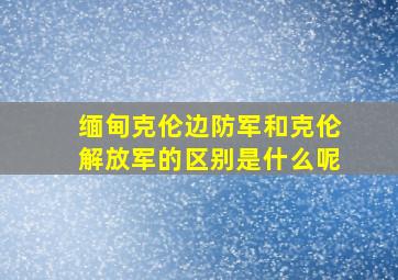 缅甸克伦边防军和克伦解放军的区别是什么呢