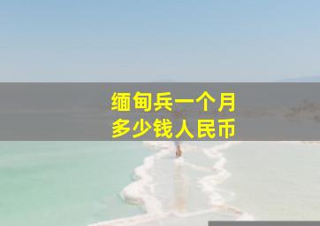 缅甸兵一个月多少钱人民币