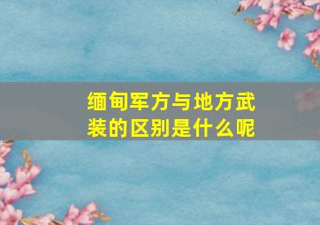 缅甸军方与地方武装的区别是什么呢