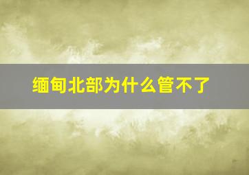 缅甸北部为什么管不了