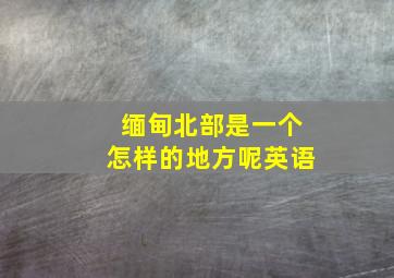 缅甸北部是一个怎样的地方呢英语