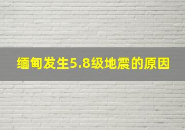 缅甸发生5.8级地震的原因