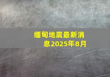 缅甸地震最新消息2025年8月