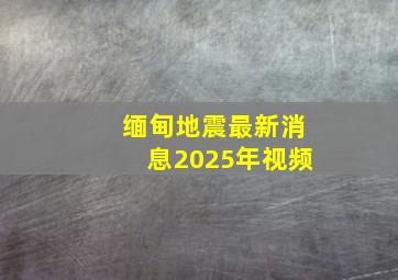 缅甸地震最新消息2025年视频