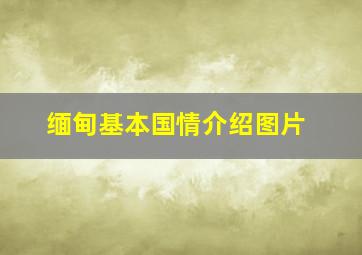 缅甸基本国情介绍图片