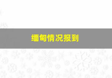 缅甸情况报到