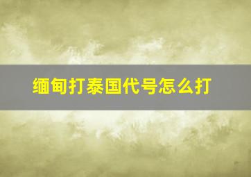 缅甸打泰国代号怎么打