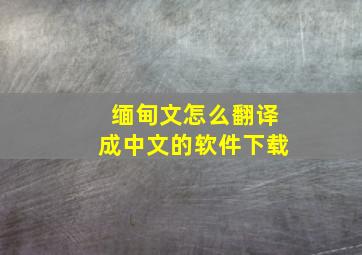 缅甸文怎么翻译成中文的软件下载