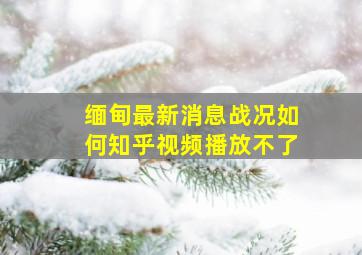 缅甸最新消息战况如何知乎视频播放不了