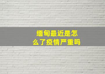 缅甸最近是怎么了疫情严重吗