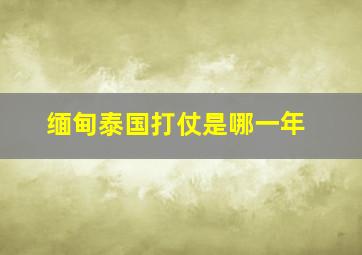 缅甸泰国打仗是哪一年