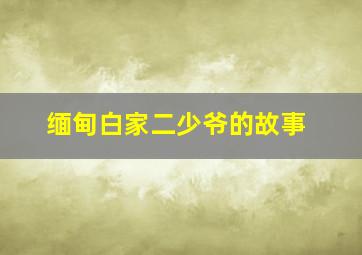 缅甸白家二少爷的故事