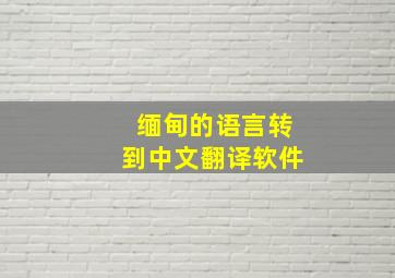 缅甸的语言转到中文翻译软件