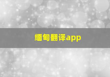 缅甸翻译app