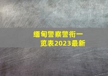 缅甸警察警衔一览表2023最新