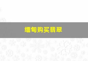 缅甸购买翡翠