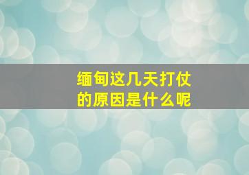 缅甸这几天打仗的原因是什么呢