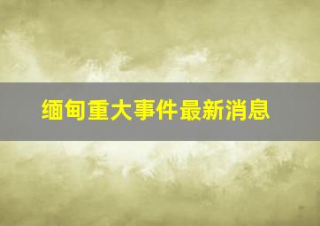 缅甸重大事件最新消息