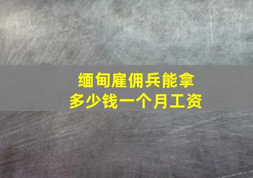 缅甸雇佣兵能拿多少钱一个月工资