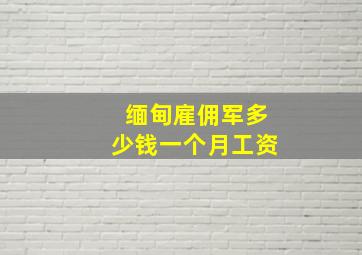 缅甸雇佣军多少钱一个月工资