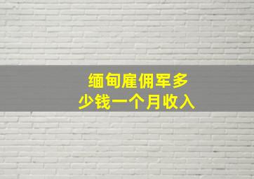 缅甸雇佣军多少钱一个月收入