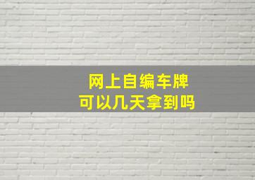 网上自编车牌可以几天拿到吗