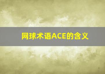 网球术语ACE的含义