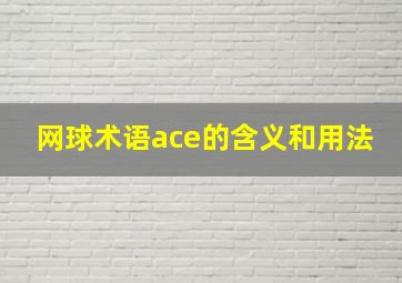 网球术语ace的含义和用法