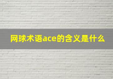 网球术语ace的含义是什么