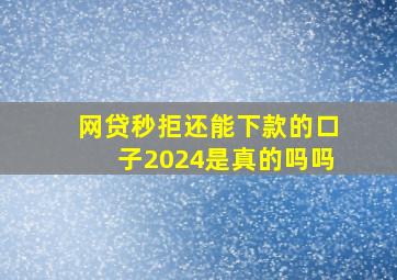 网贷秒拒还能下款的口子2024是真的吗吗