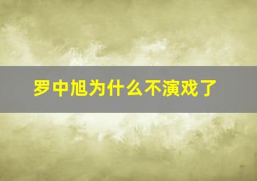 罗中旭为什么不演戏了