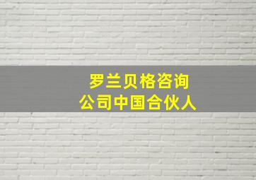 罗兰贝格咨询公司中国合伙人