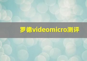 罗德videomicro测评