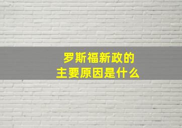 罗斯福新政的主要原因是什么