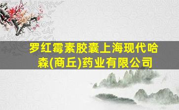 罗红霉素胶囊上海现代哈森(商丘)药业有限公司