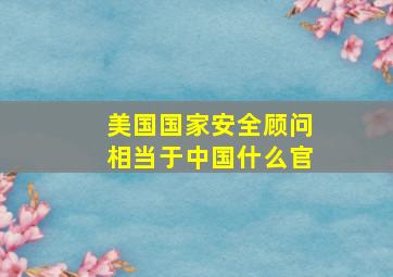 美国国家安全顾问相当于中国什么官