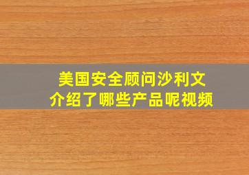 美国安全顾问沙利文介绍了哪些产品呢视频