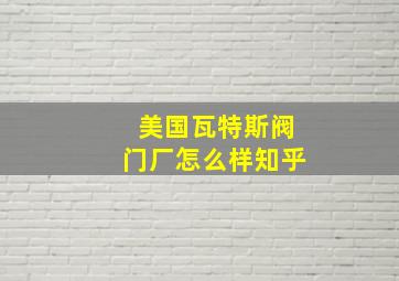 美国瓦特斯阀门厂怎么样知乎