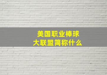 美国职业棒球大联盟简称什么