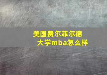 美国费尔菲尔德大学mba怎么样