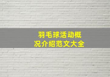 羽毛球活动概况介绍范文大全