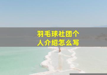 羽毛球社团个人介绍怎么写