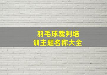 羽毛球裁判培训主题名称大全