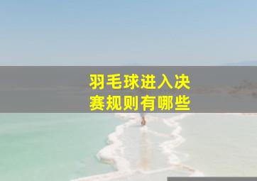 羽毛球进入决赛规则有哪些