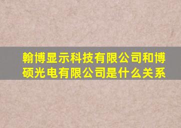 翰博显示科技有限公司和博硕光电有限公司是什么关系