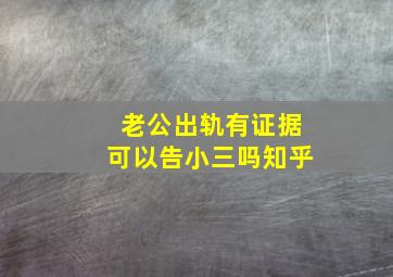 老公出轨有证据可以告小三吗知乎